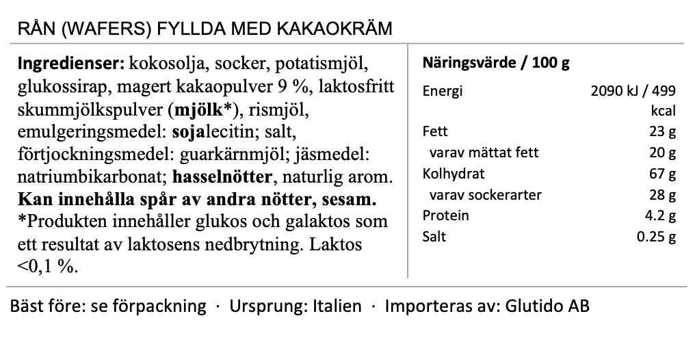 Wafer med cacaofyllning