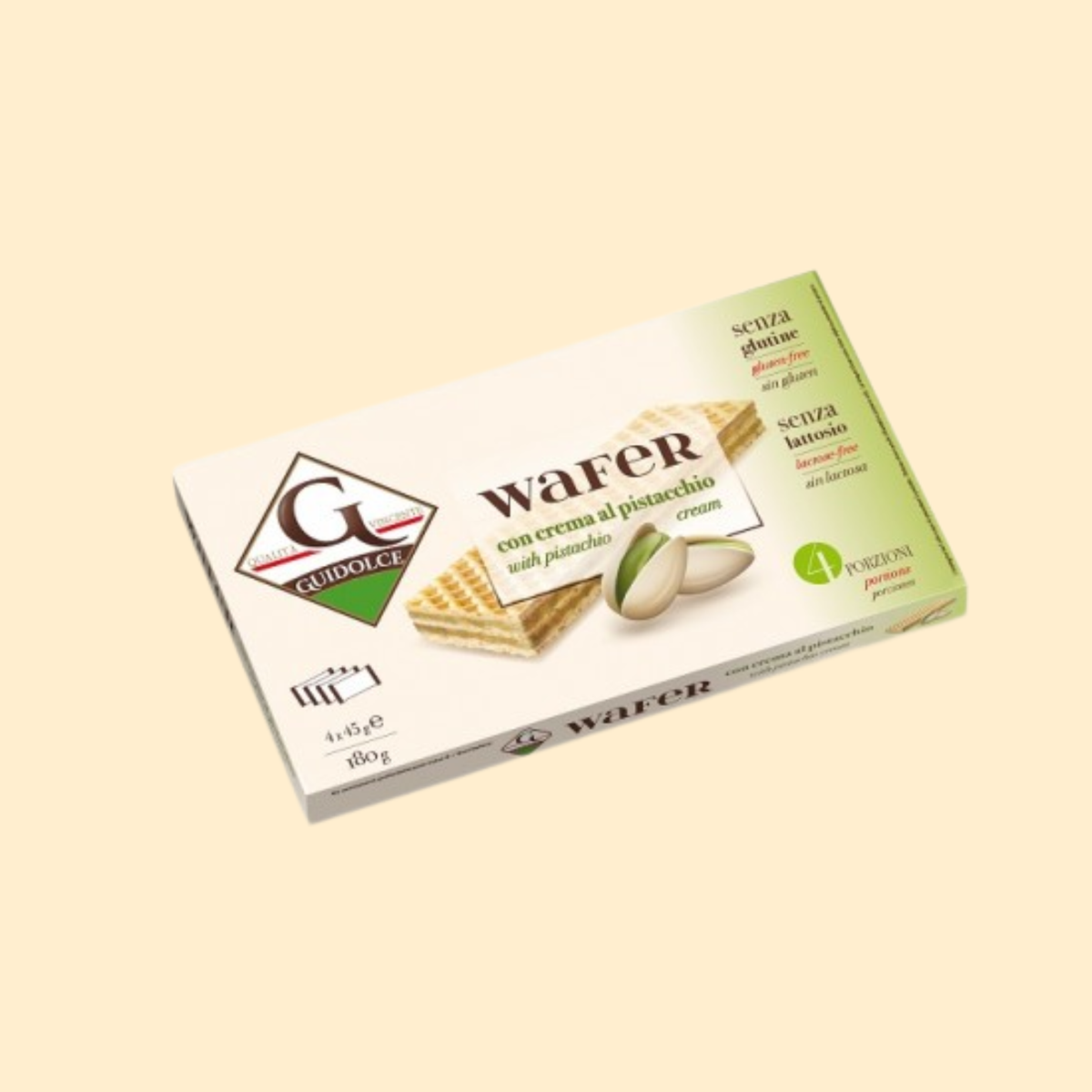 Wafer med pistagefyllning