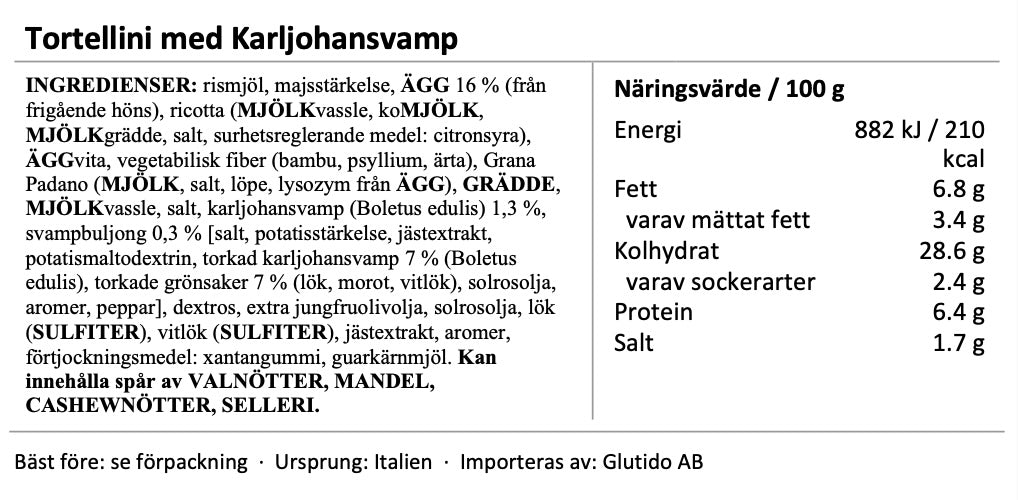 Tortelloni med Karljohansvamp