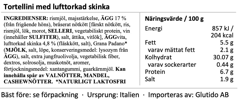 Tortelloni med lufttorkad skinka