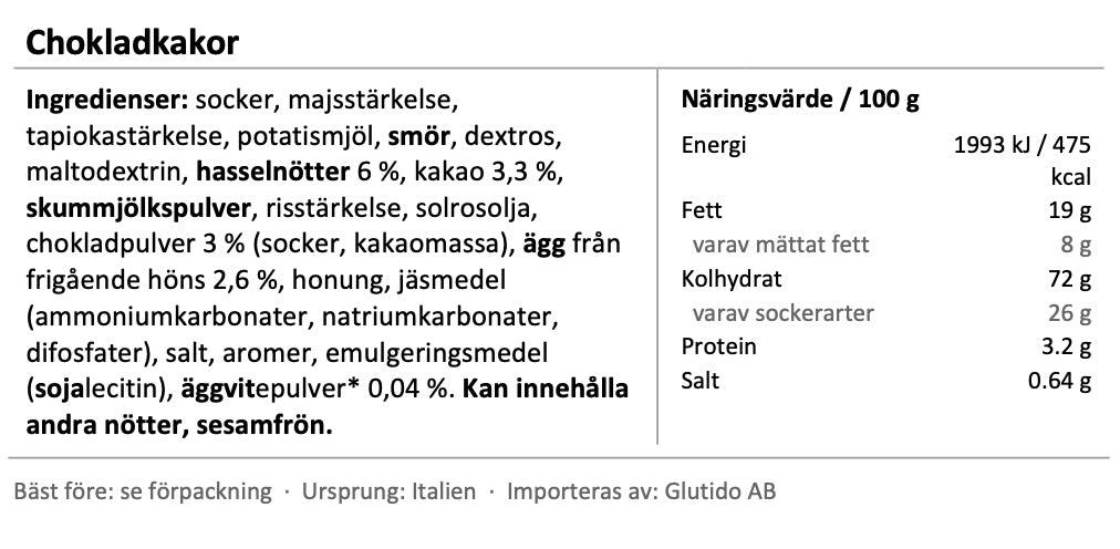 Chokladkakor med hasselnöt